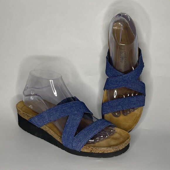 Naot Naomi Womens sz 9 EU 40 Blue Stretch Slip On Sandals Shoes Made in Israel - Picture 2 of 9